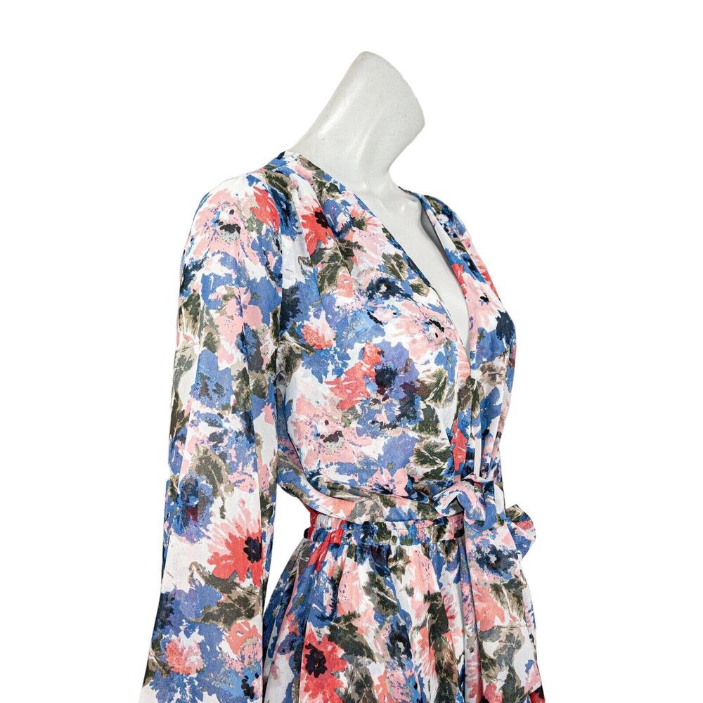 MISA Los Angeles Mini Dress tie Waist Tie-dye Floral Print Size XS - Picture 8 of 8